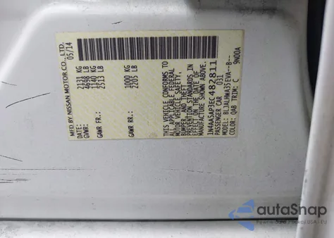 2014 Nissan Maxima 3.5 Sv from USA, damaged, VIN 1N4AA5AP3EC482811